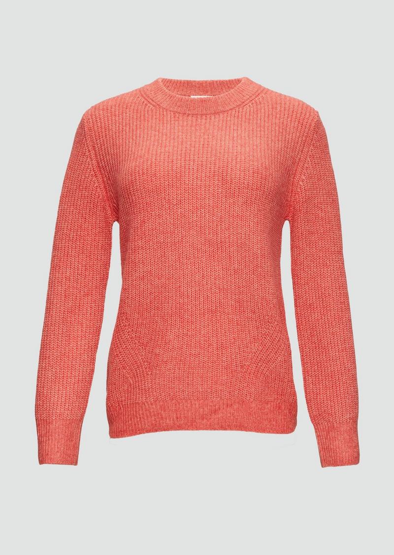 s.Oliver Strickpullover mit Rippdetail und Crew Neck - papaya