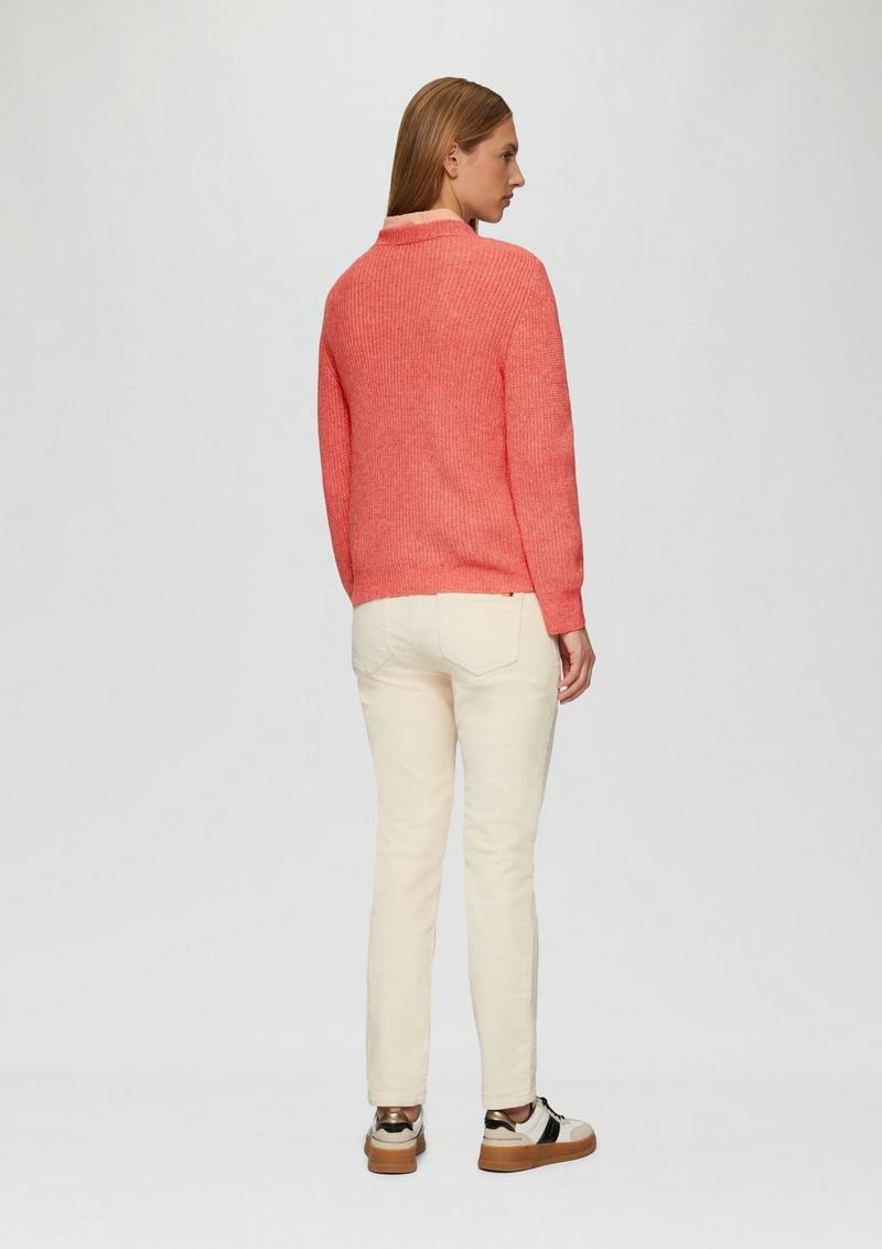 s.Oliver Strickpullover mit Rippdetail und Crew Neck - papaya