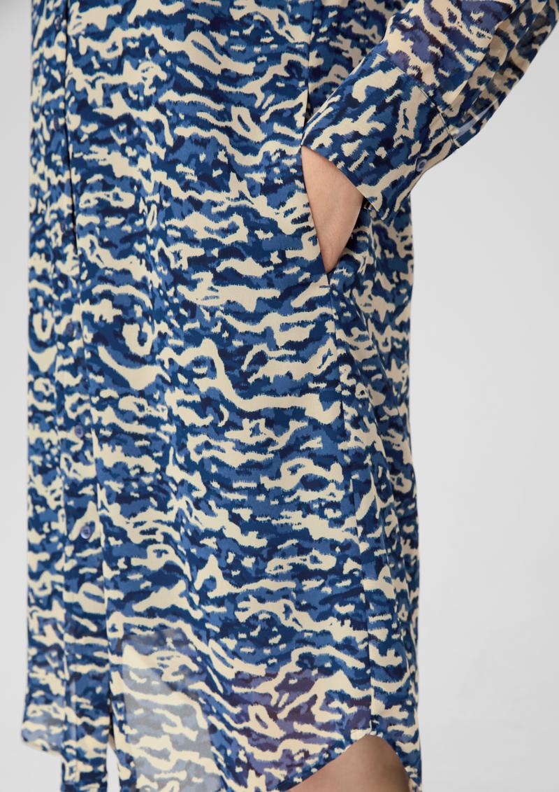 s.Oliver Chiffon-Kleid mit Alloverprint - dunkelblau