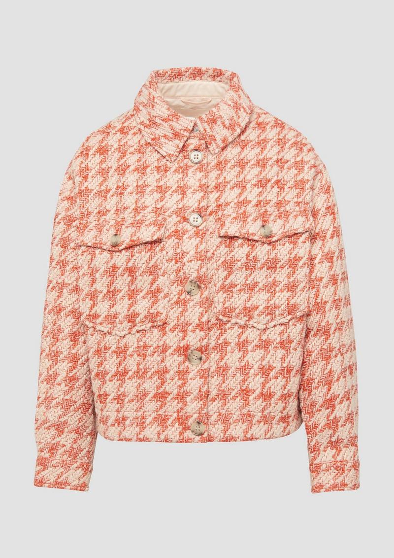 s.Oliver Gemusterte Bouclé-Jacke - orange