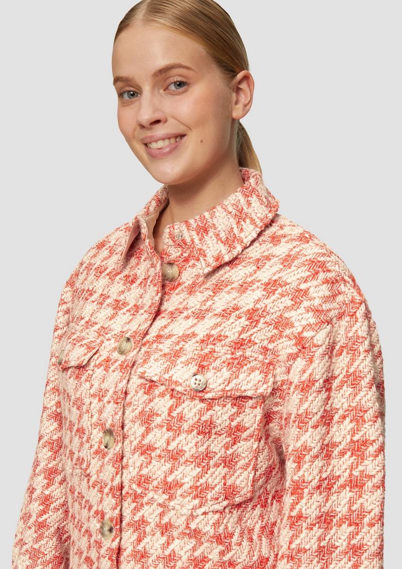 s.Oliver Gemusterte Bouclé-Jacke - orange