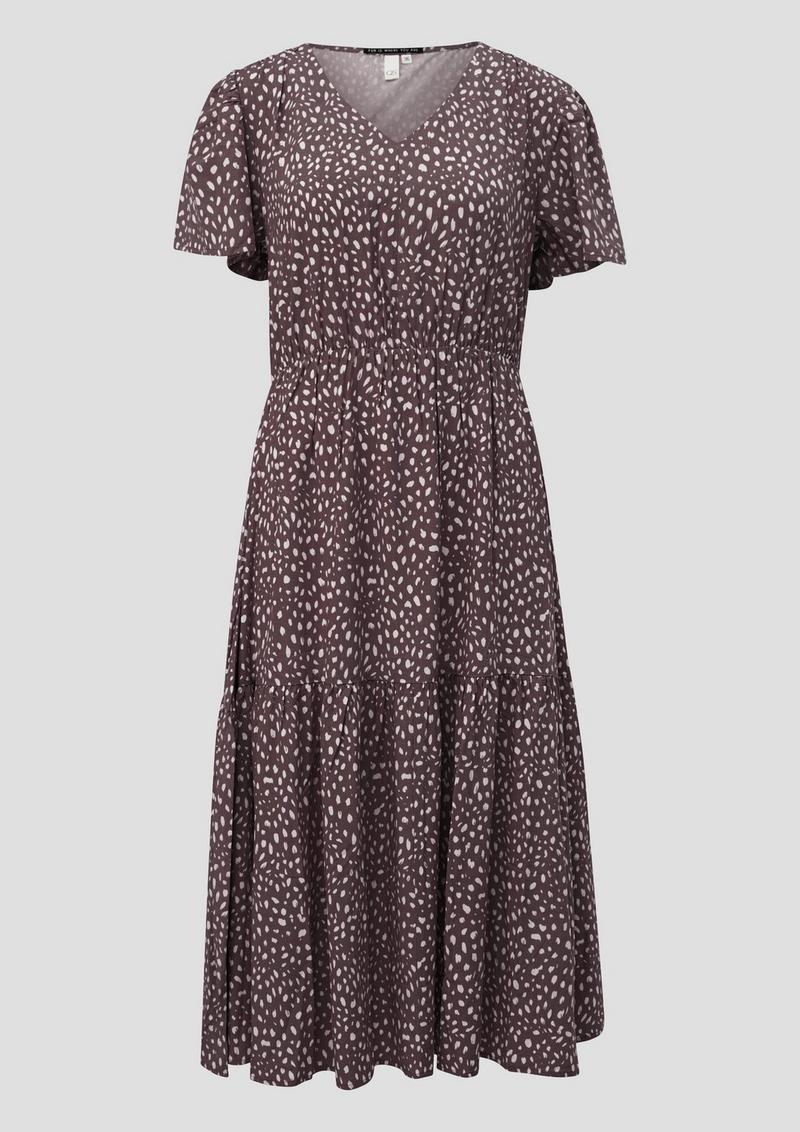 s.Oliver Viskosekleid mit All-over-Print - aubergine