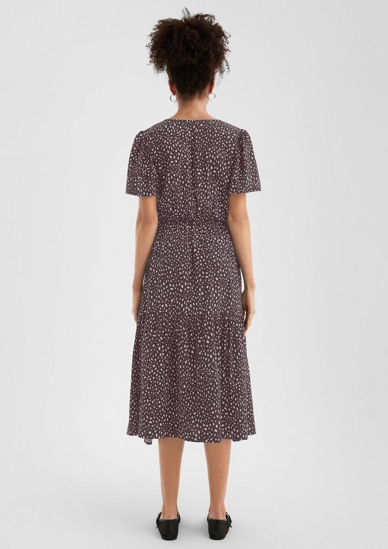 s.Oliver Viskosekleid mit All-over-Print - aubergine