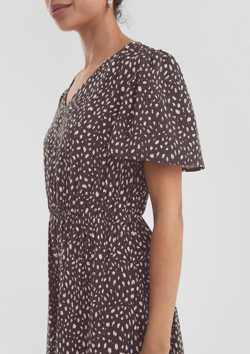 s.Oliver Viskosekleid mit All-over-Print - aubergine