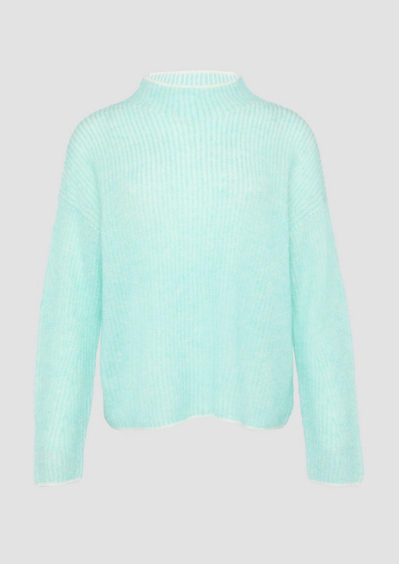 s.Oliver Lockerer Rippstrickpullover aus Alpakamix - helles türkis