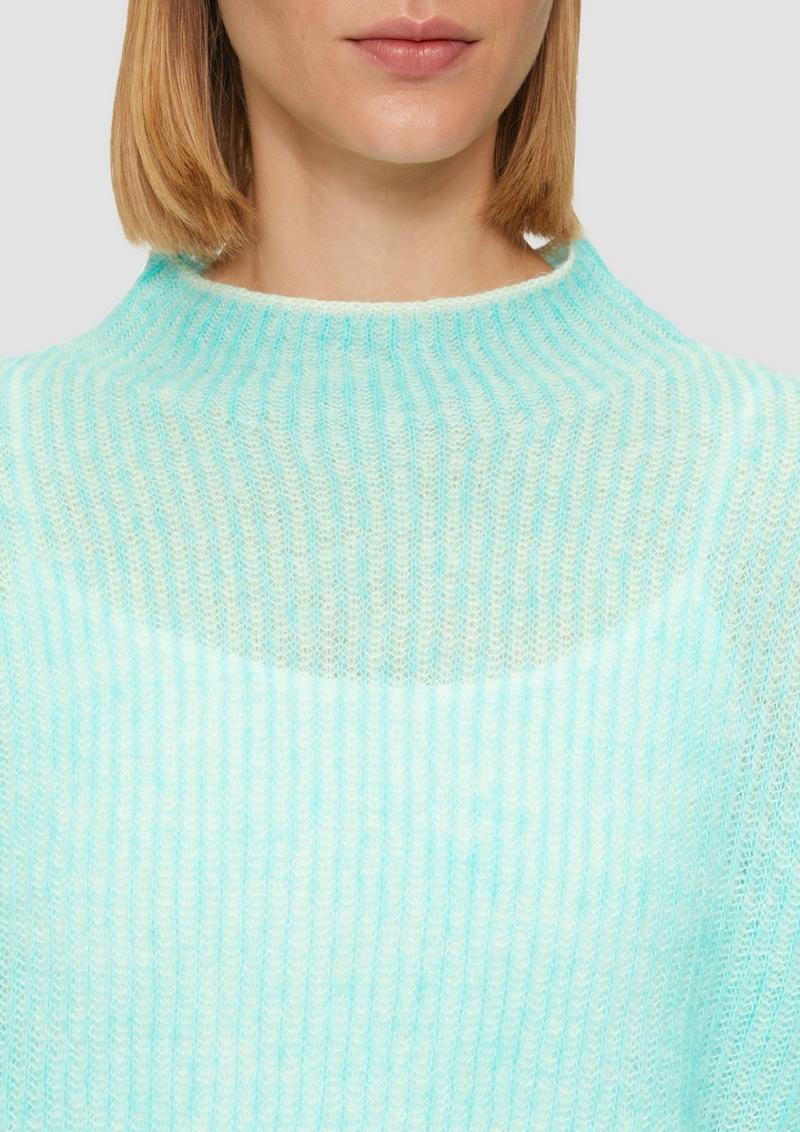 s.Oliver Lockerer Rippstrickpullover aus Alpakamix - helles türkis