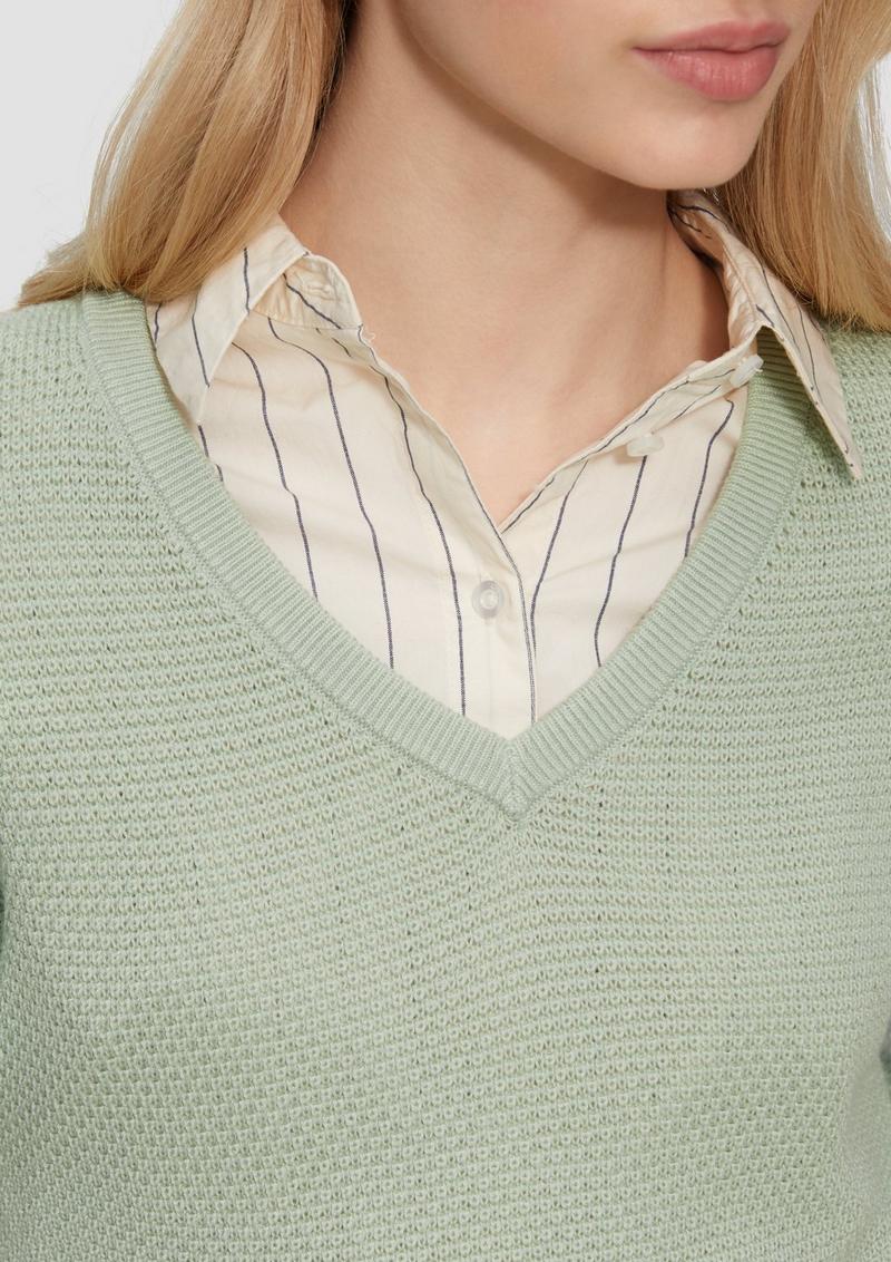 s.Oliver Pullover mit Strukturmuster und V-Ausschnitt - hellgrün