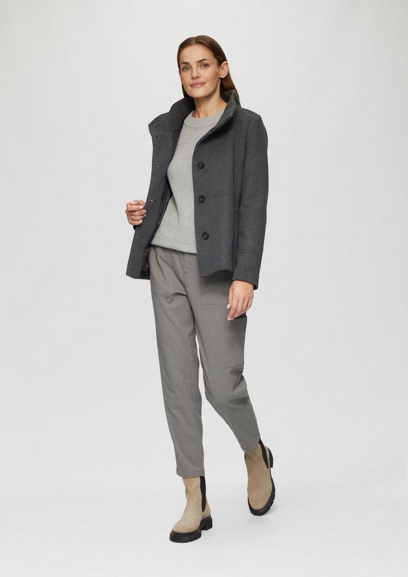 s.Oliver Twilljacke mit Strick-Stehkragen und Eingrifftaschen - dunkelgrau