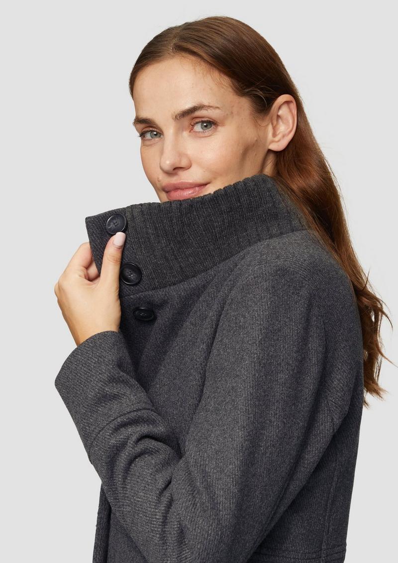 s.Oliver Twilljacke mit Strick-Stehkragen und Eingrifftaschen - dunkelgrau