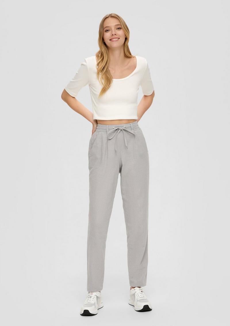 s.Oliver Regular: Hose aus Leinenmix - taubengrau