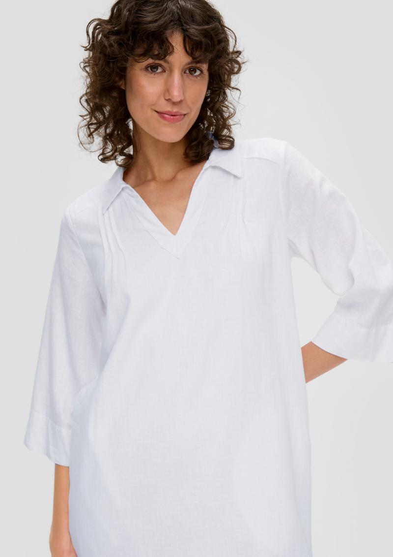 s.Oliver Kurzes Leinenkleid - weiß