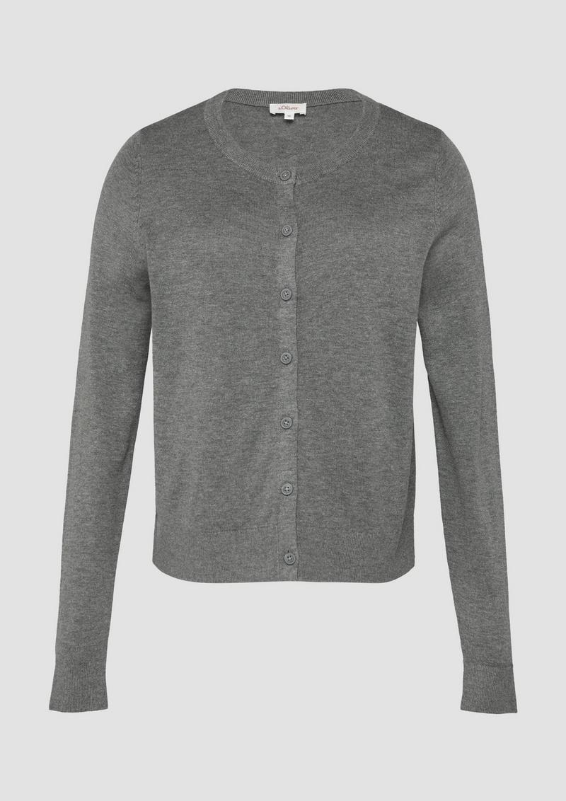 s.Oliver Rundhals-Strickjacke mit Knopfleiste - graphit