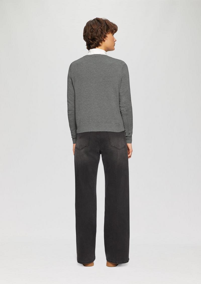 s.Oliver Rundhals-Strickjacke mit Knopfleiste - graphit