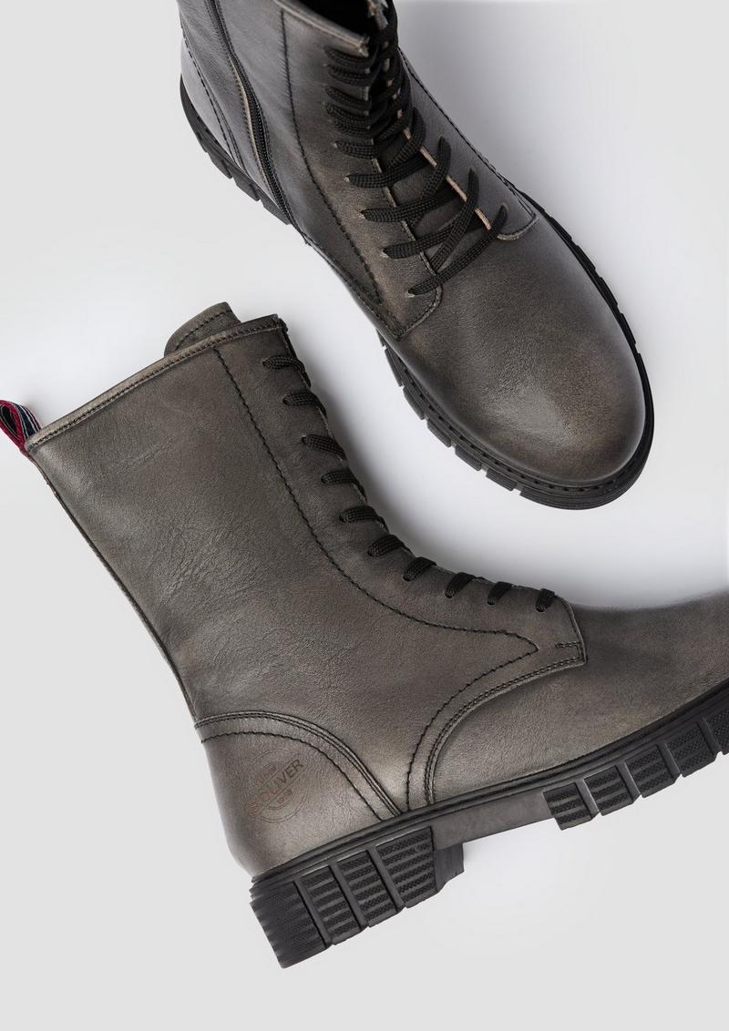 s.Oliver Schnür-Stiefel aus Leder - graphit