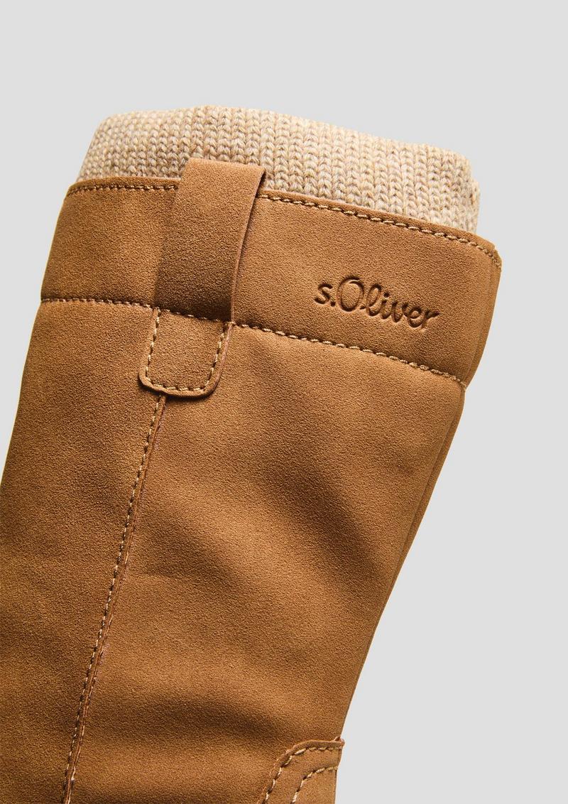 s.Oliver Stiefel in Veloursleder-Optik - hellbraun