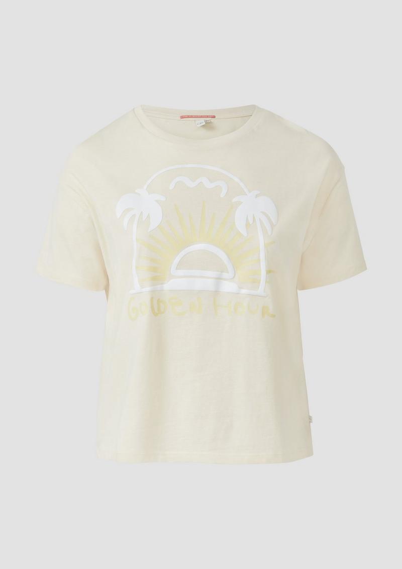 s.Oliver Baumwollshirt mit Frontprint - beige