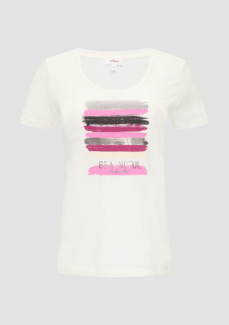 s.Oliver T-Shirt mit Frontprint - ecru