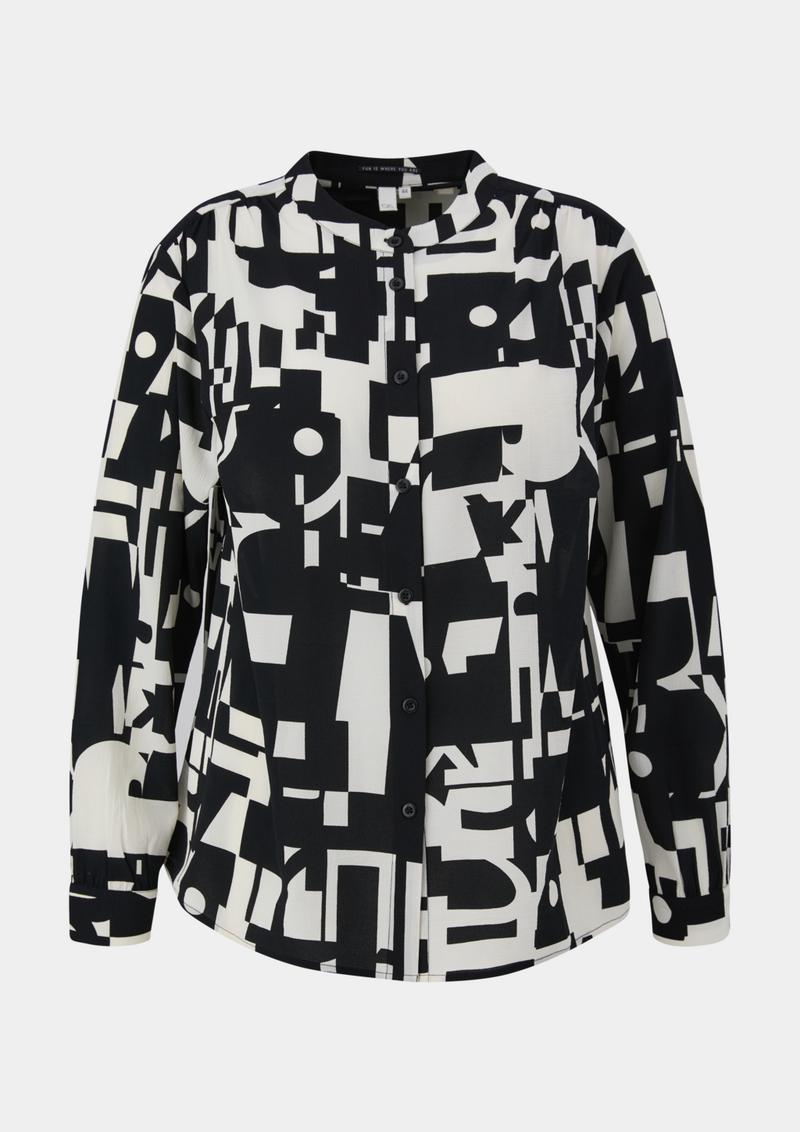 s.Oliver Crêpe-Bluse mit Raffung - schwarz