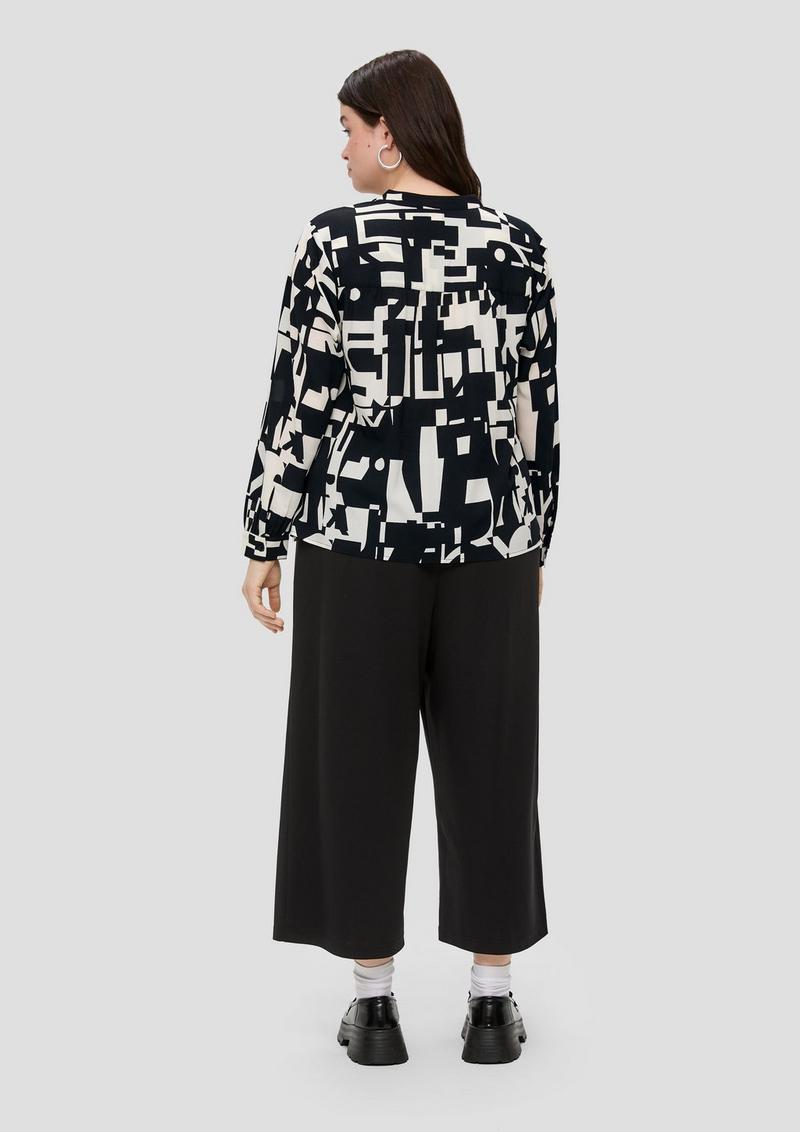 s.Oliver Crêpe-Bluse mit Raffung - schwarz
