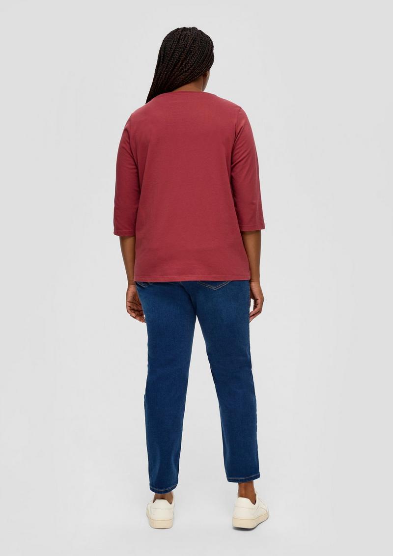 s.Oliver Longsleeve mit Flockprint-Detail - mohnrot
