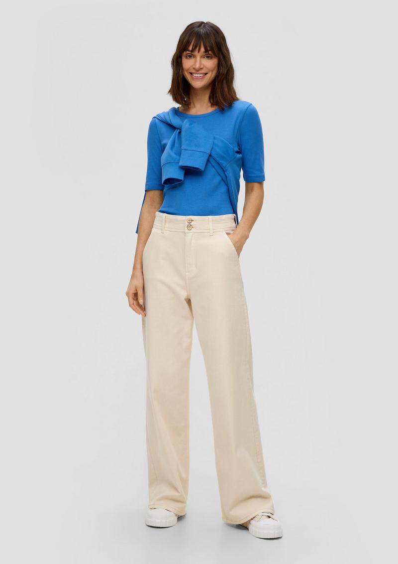 s.Oliver T-Shirt mit Rippstruktur - royalblau