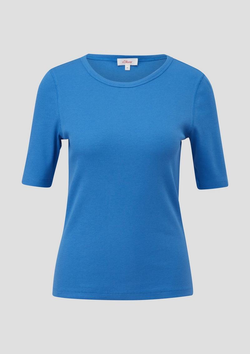 s.Oliver T-Shirt mit Rippstruktur - royalblau