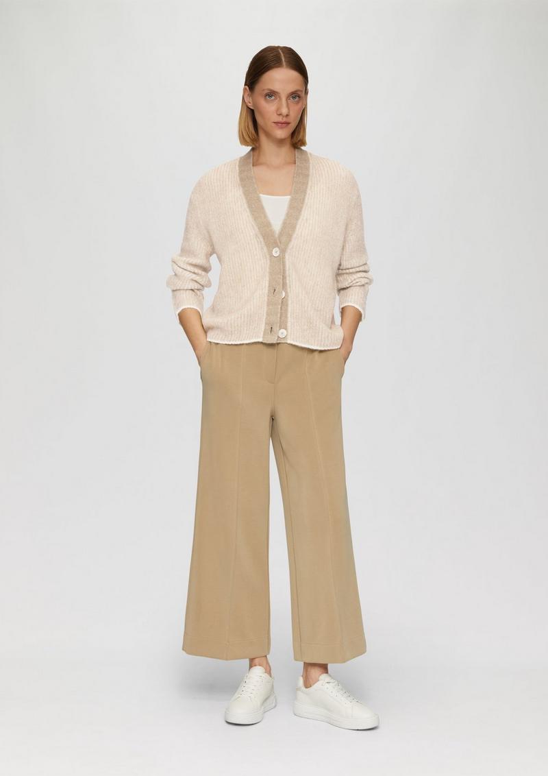 s.Oliver Lockere Strickjacke aus Alpakamix mit Rippstruktur - sandstein