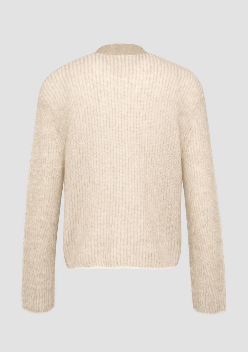 s.Oliver Lockere Strickjacke aus Alpakamix mit Rippstruktur - sandstein