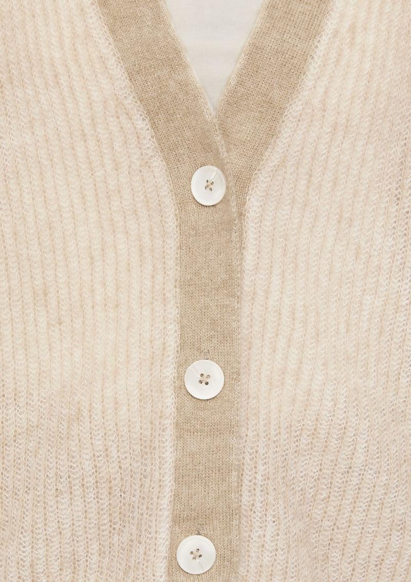 s.Oliver Lockere Strickjacke aus Alpakamix mit Rippstruktur - sandstein