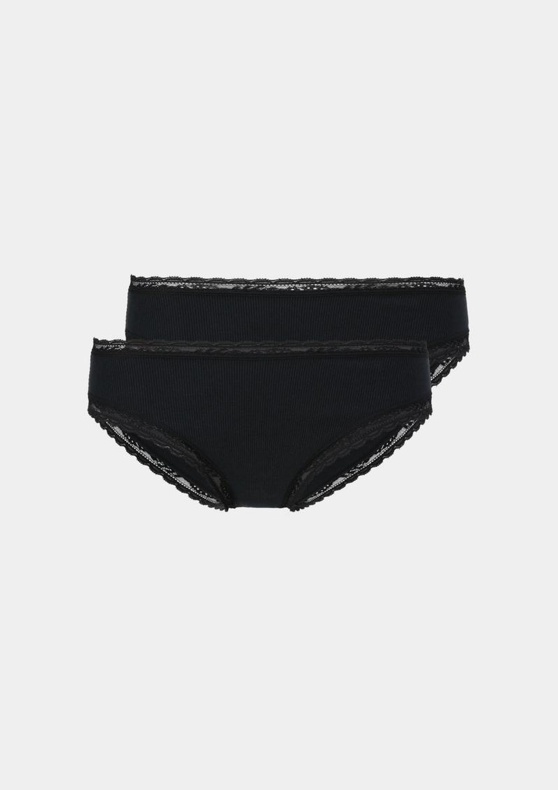 s.Oliver Doppelpack Slips mit Spitzen-Details - schwarz