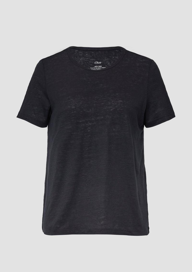 s.Oliver Jersey-T-Shirt aus Leinen - schwarz