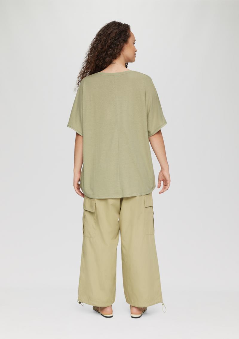 s.Oliver T-Shirt aus Leinenmix im Relaxed Fit - helles olivgrün