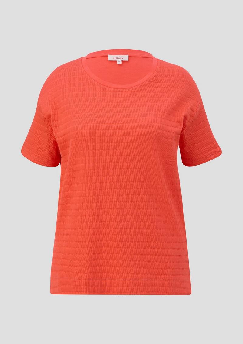 s.Oliver T-Shirt mit Musterstruktur - koralle