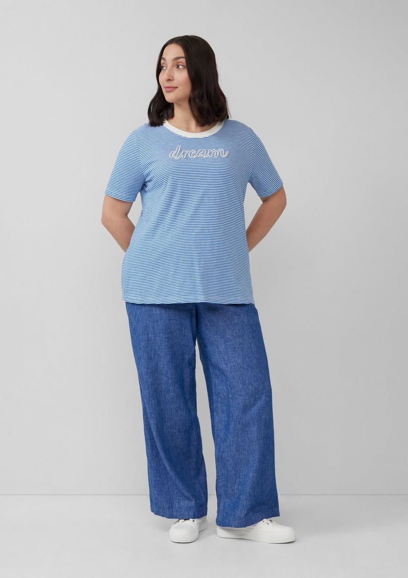 s.Oliver Streifenshirt mit Schmuckperlen - royalblau
