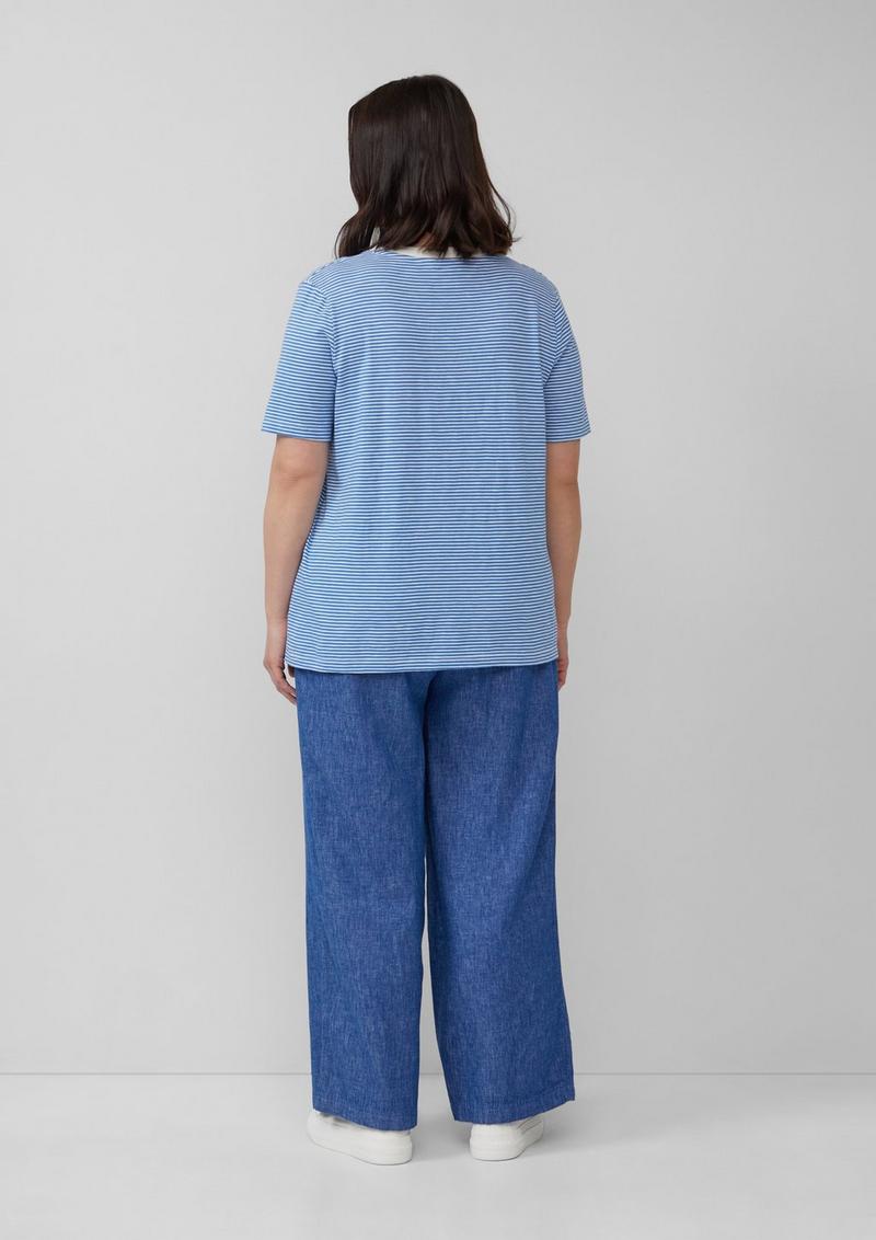 s.Oliver Streifenshirt mit Schmuckperlen - royalblau