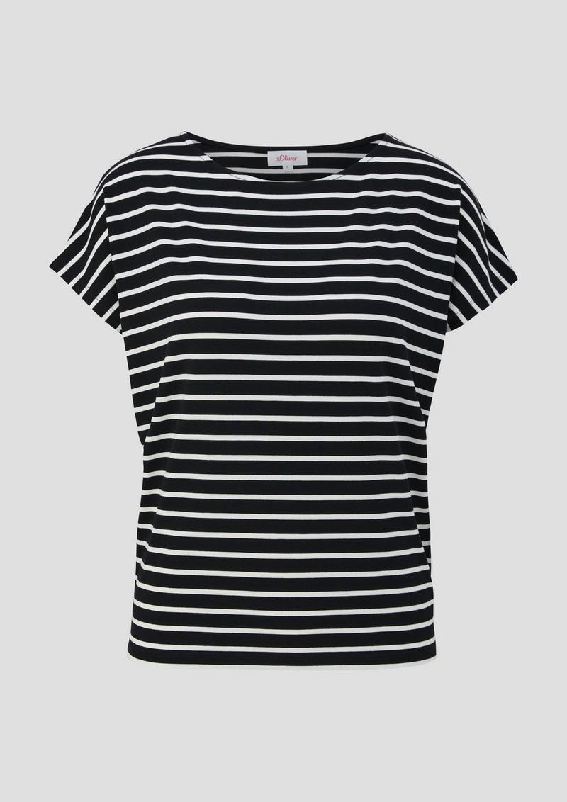 s.Oliver Gestreiftes T-Shirt - schwarz
