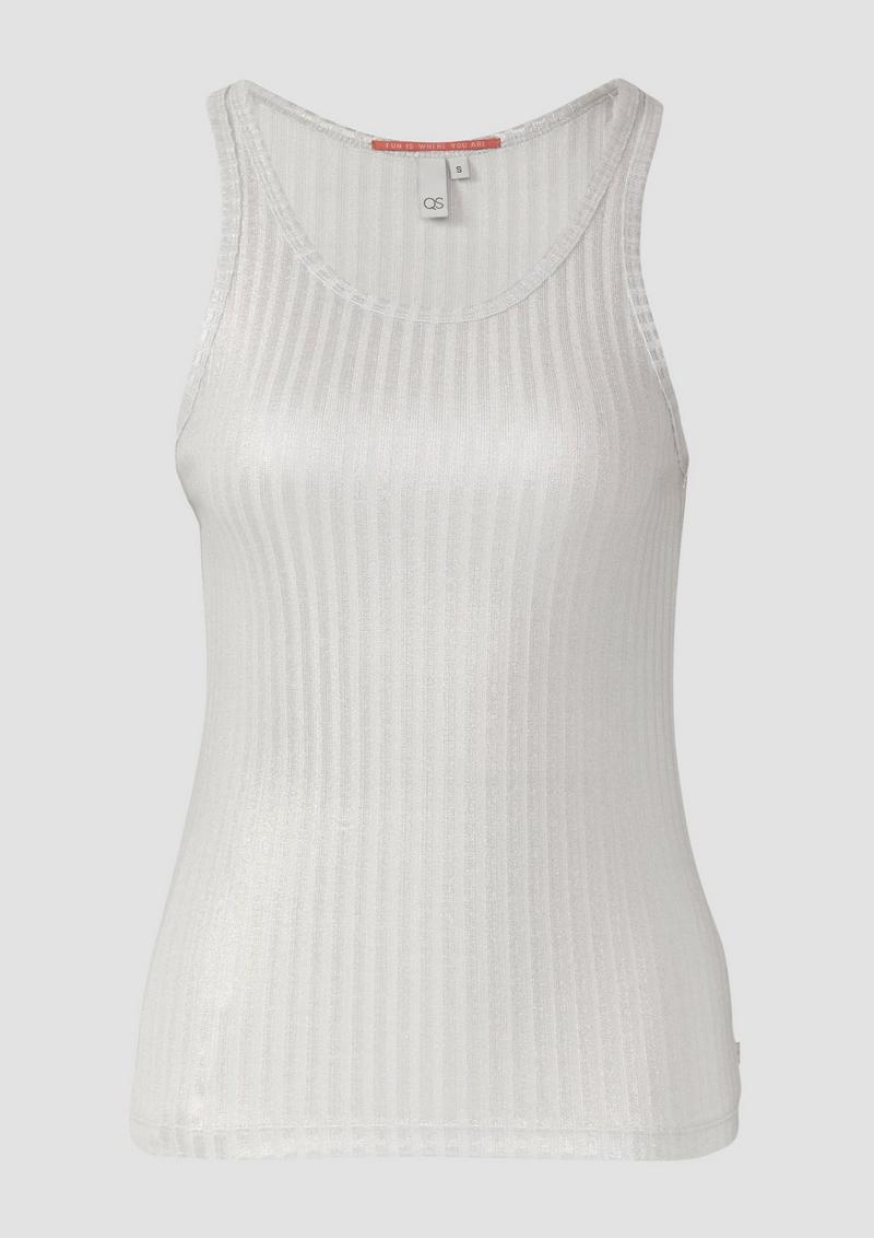 s.Oliver Transparentes Ripptop im Metallic-Look - silber