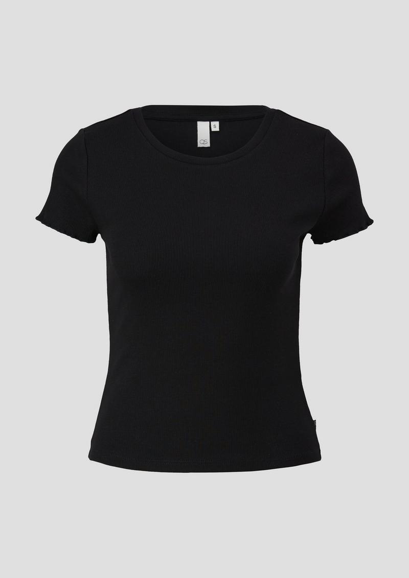 s.Oliver Cropped Top mit Rippstruktur - schwarz