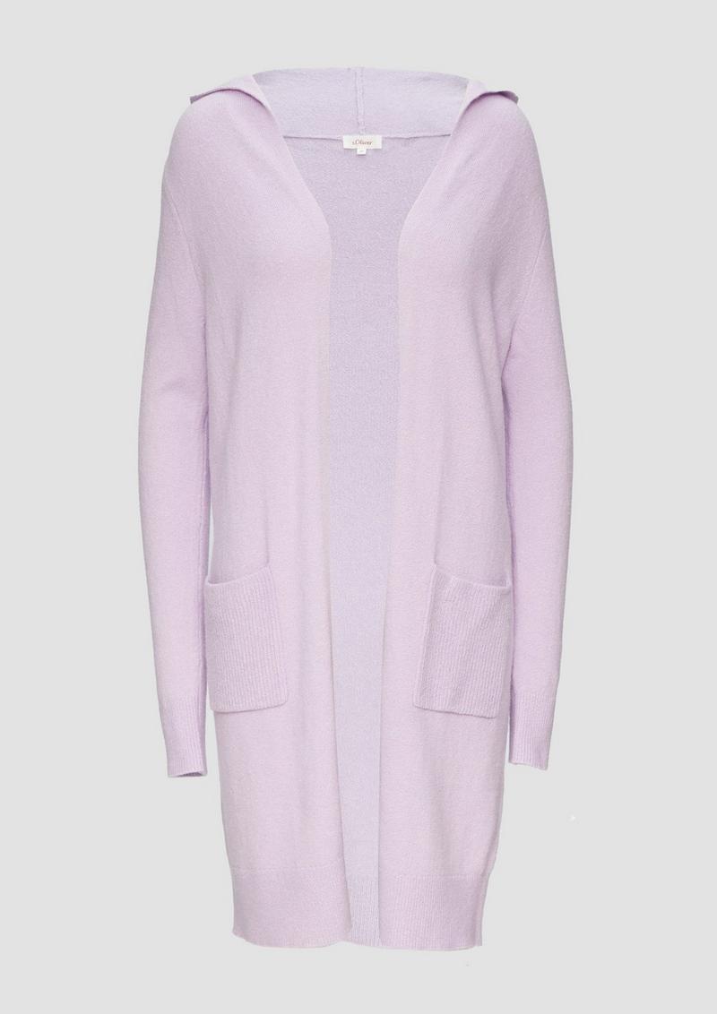 s.Oliver Long-Cardigan mit Kapuze - lavendel