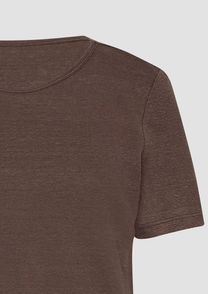s.Oliver Jersey-T-Shirt aus Leinen - mokka