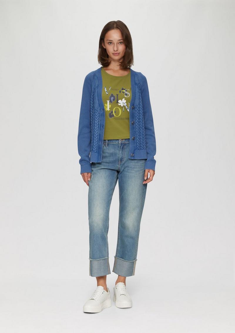 s.Oliver Elastisches T-Shirt mit Frontprint - guacamole