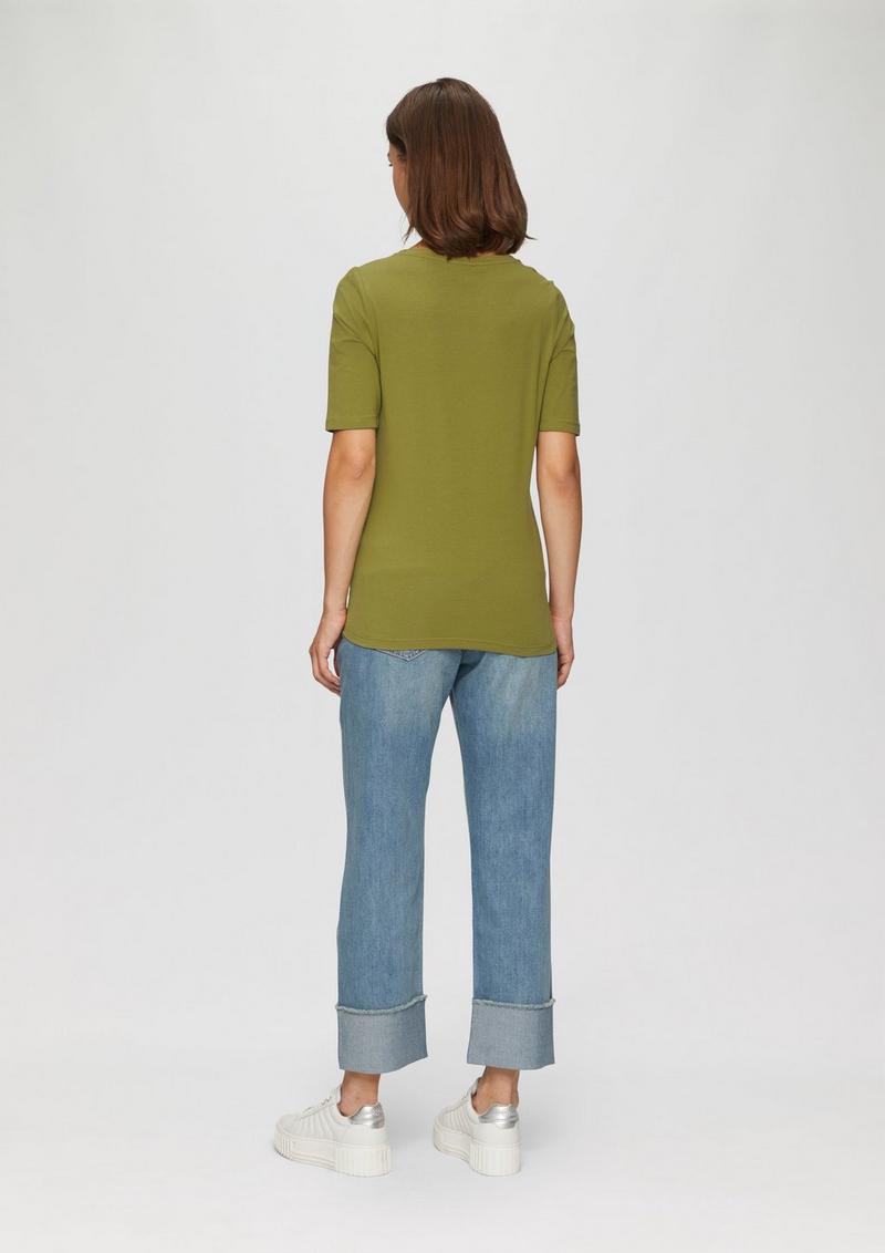 s.Oliver Elastisches T-Shirt mit Frontprint - guacamole