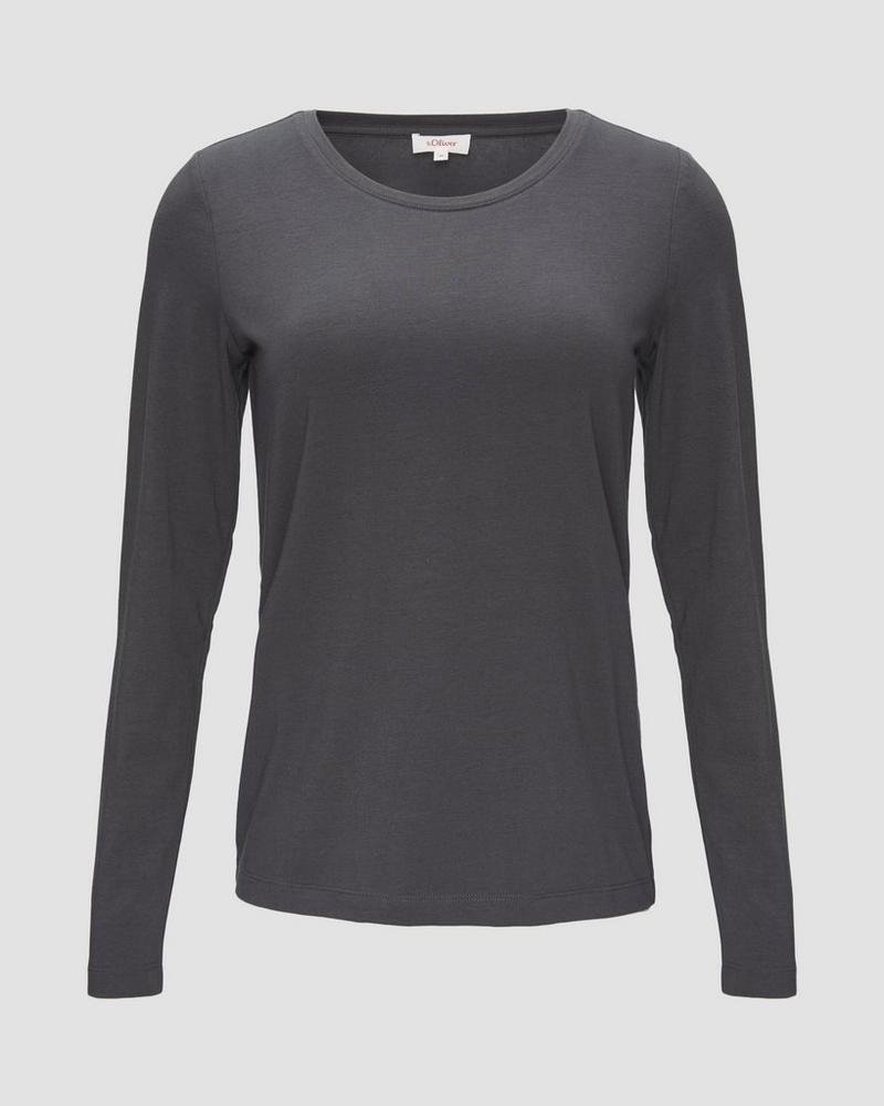 s.Oliver Longsleeve im Slim Fit - dunkelgrau