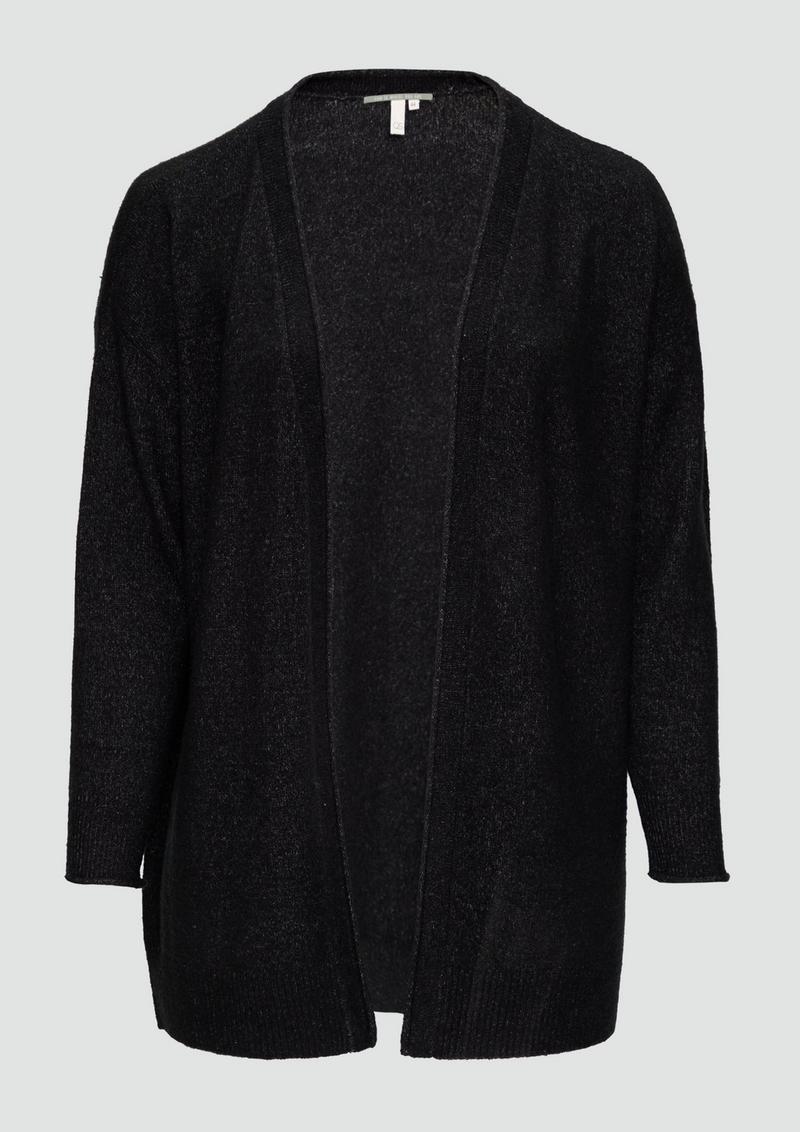 s.Oliver Weiche Strickjacke mit Rollkante - schwarz