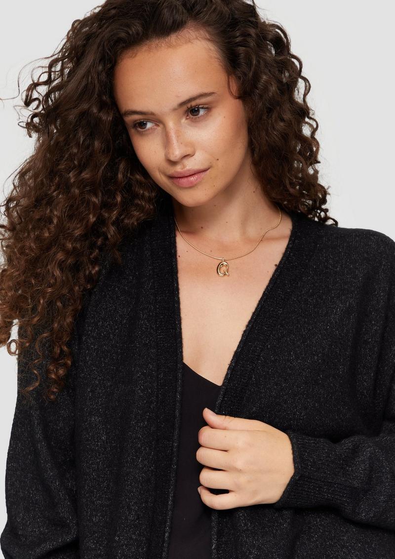 s.Oliver Weiche Strickjacke mit Rollkante - schwarz