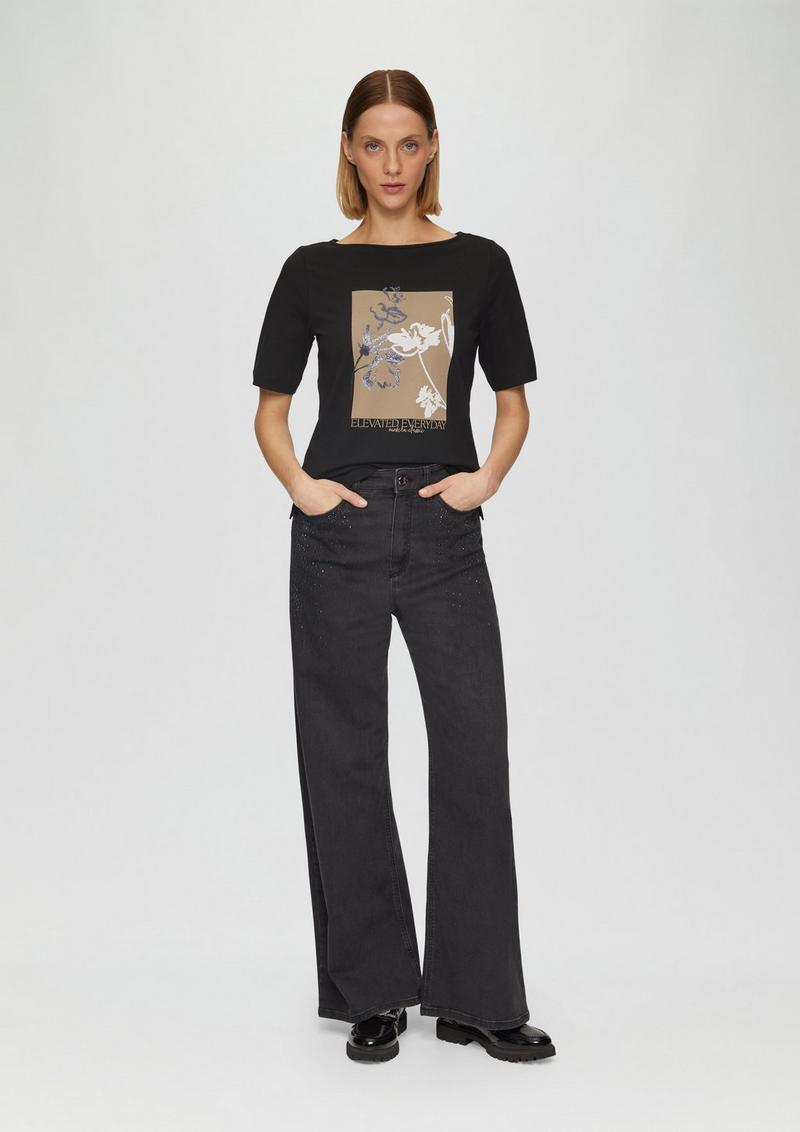 s.Oliver Jerseyshirt mit Frontprint - schwarz