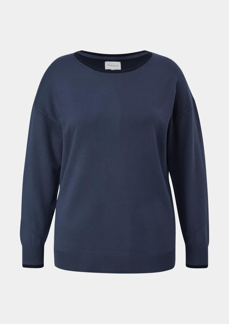 s.Oliver Strickpullover mit Konstrastdetails - navy