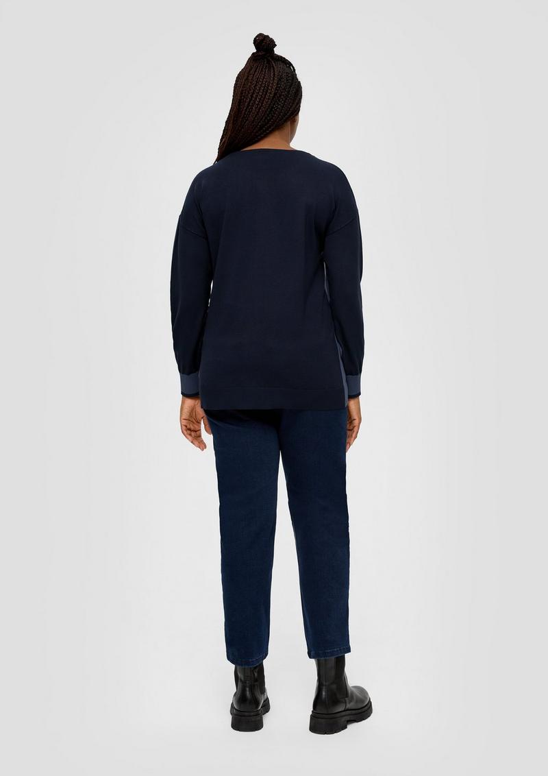 s.Oliver Strickpullover mit Konstrastdetails - navy