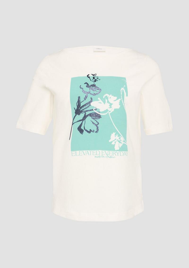 s.Oliver Jerseyshirt mit Frontprint - ecru