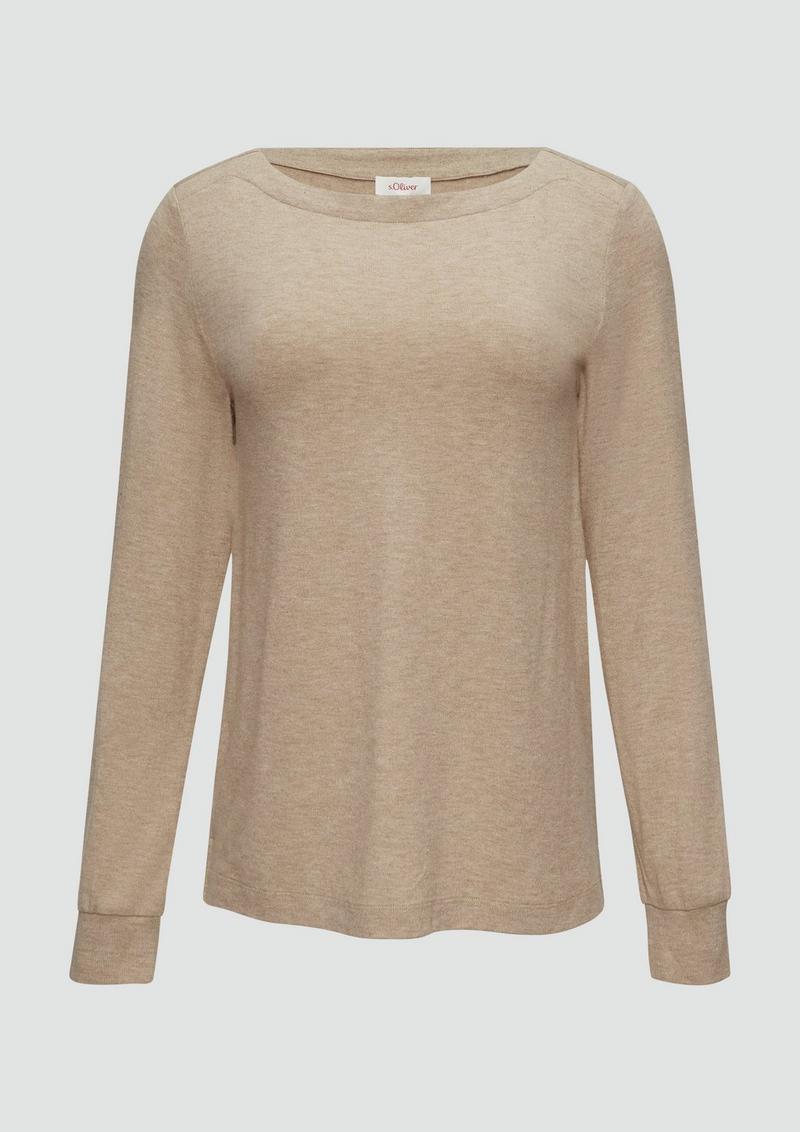 s.Oliver Weiches Longsleeve aus Jerseystrick - hellbraun